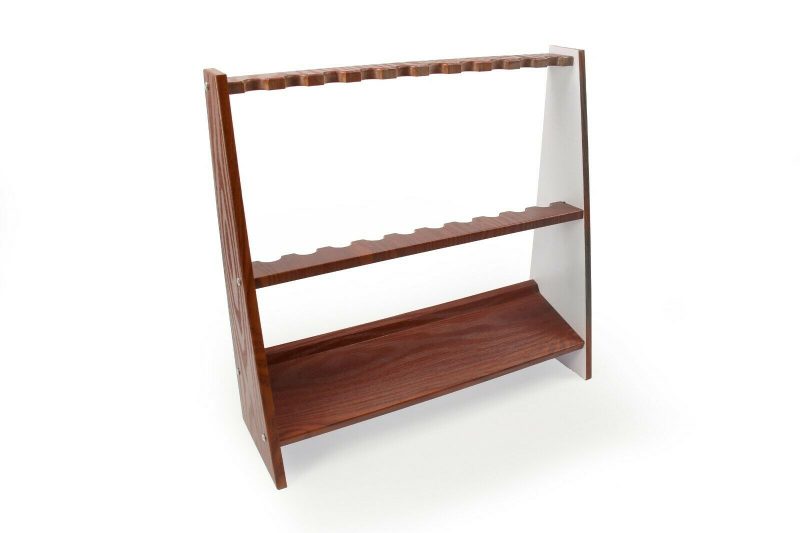 Free Standing Cue Rack Holds 10 Cues in Redwood