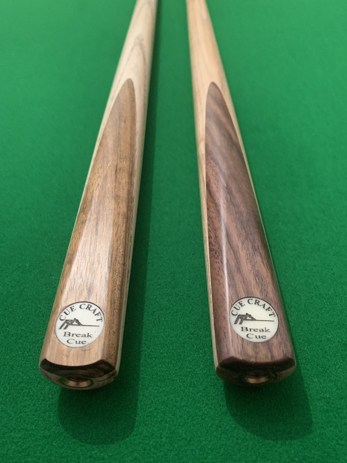 Cue Craft 1pc, 2pc & 3/4 Jointed Break Cues Fitted with Our Crystal
