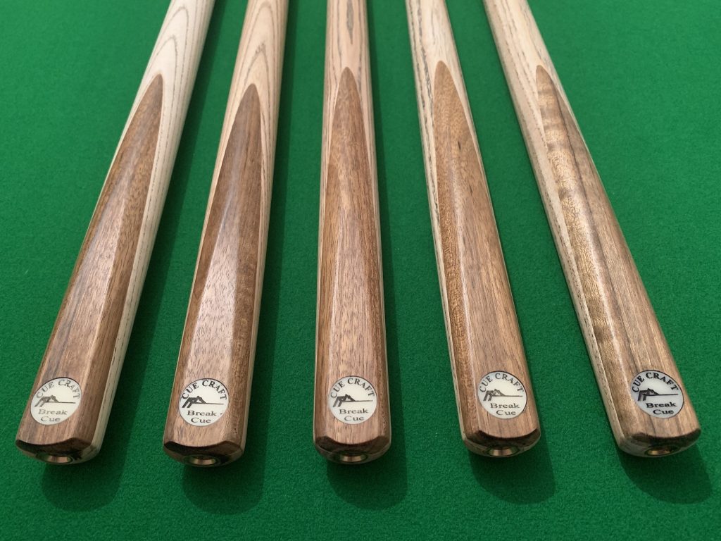 Cue Craft 1pc, 2pc & 3/4 Jointed Break Cues Fitted with Our Crystal