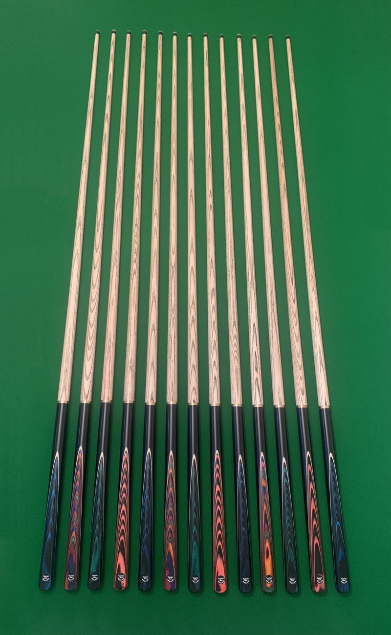 New 3/4 Breaking Cues Fitted with Cymru Cues Crystal Clear Break Tip & Colour Tip Pad – Black Fibre Ferrules – Silky Smooth Finish ( Cues 1-13 )