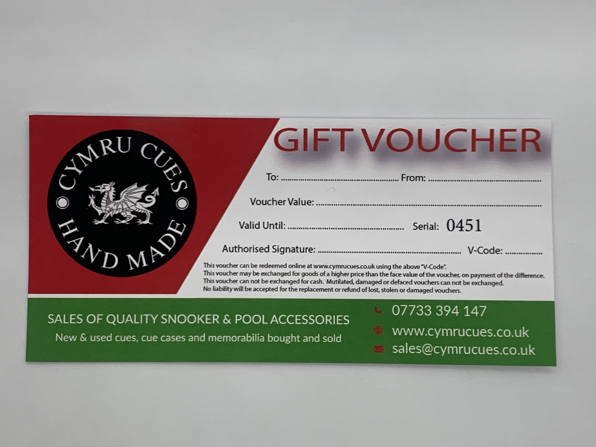 Fathers Day Special Offer! We're Offering 10 Discount Off All Gift Vouchers & VCodes. Cymru Cues