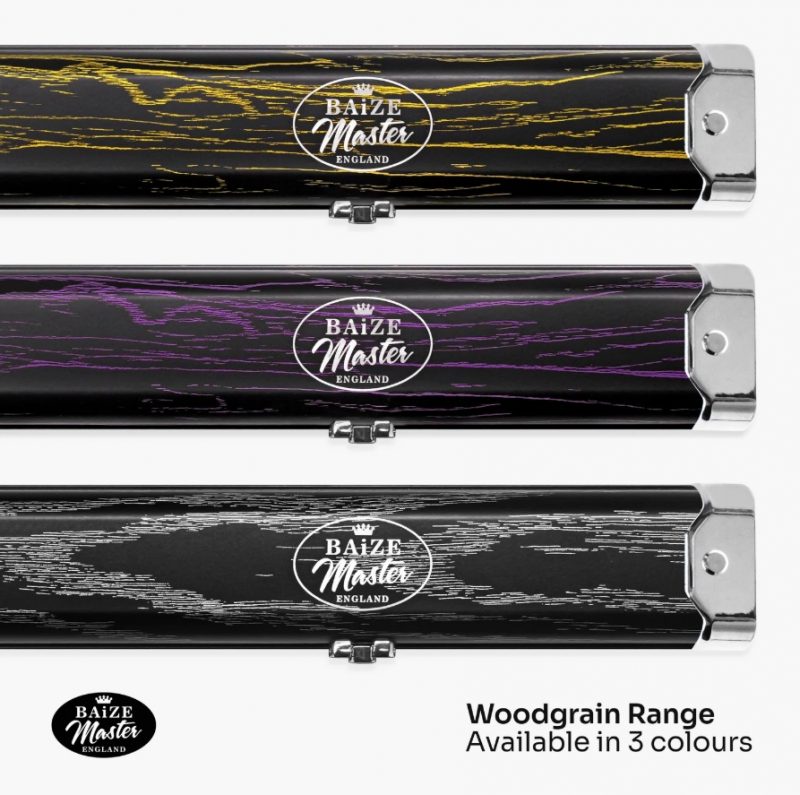 1 Piece Wood Grain Effect Pro Aluminium Cue Case with Metal Ends – Holds 2x Cues