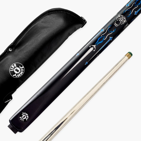 Jonny 8 Ball Panther 2 Piece UV Printed Snooker and Pool Cue and Case Set with 9.5mm Green Layered Tip + FREE Accessories