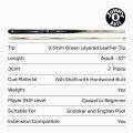 Jonny 8 Ball Panther 2 Piece UV Printed Snooker and Pool Cue and Case Set with 9.5mm Green Layered Tip + FREE Accessories